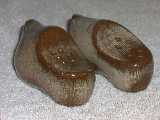 Dutch shoe shakers glazed brown satin